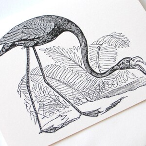 Vintage Flamingo gevouwen notitiekaart set van 10 in wit of ivoor met bijpassende enveloppen