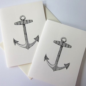 Anchor Note Cards Stationery Set de 10 cartas en blanco o marfil claro con sobres a juego