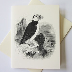 Puffin Note Cards Stationery Set of 10 Cards in White or Light Ivory with Matching Envelopes