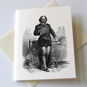 Shakespeare Note Cards Stationery Set of 10 Cards in White or Light Ivory with Matching Envelopes image 1