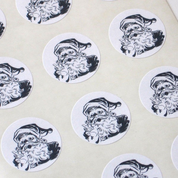Santa Claus Stickers One Inch Round Seals