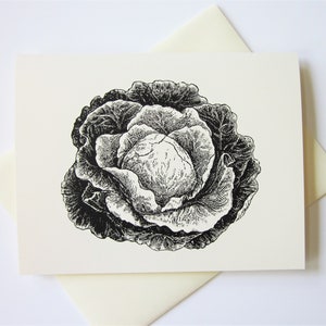 Cabbage Lettuce Note Cards Set of 10 with Matching Envelopes