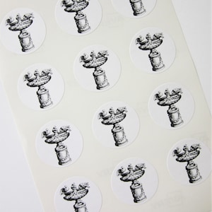 Bird Bath Stickers One Inch Round Seals