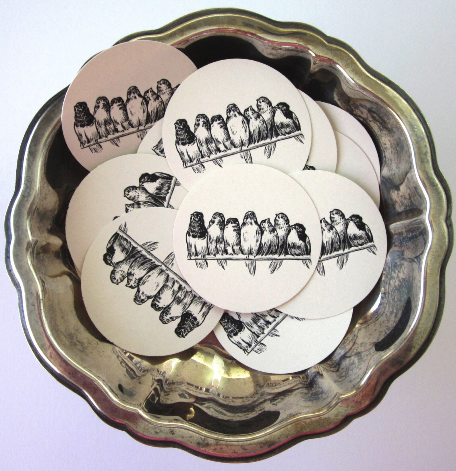 Birds on a Wire Tags Round Paper Gift Tags Set of 10 - Etsy