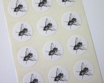 Fly Insect Bug One Inch Round Seals