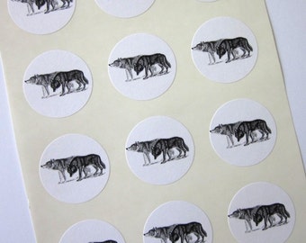 Wolf Wolves Stickers One Inch Round Seals