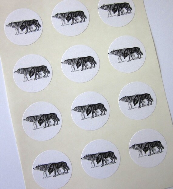 Wolf Wolves Stickers One Inch Round Seals