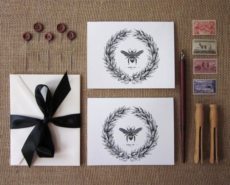 Bee Note Cards Set of 10 With Matching Envelopes - Etsy