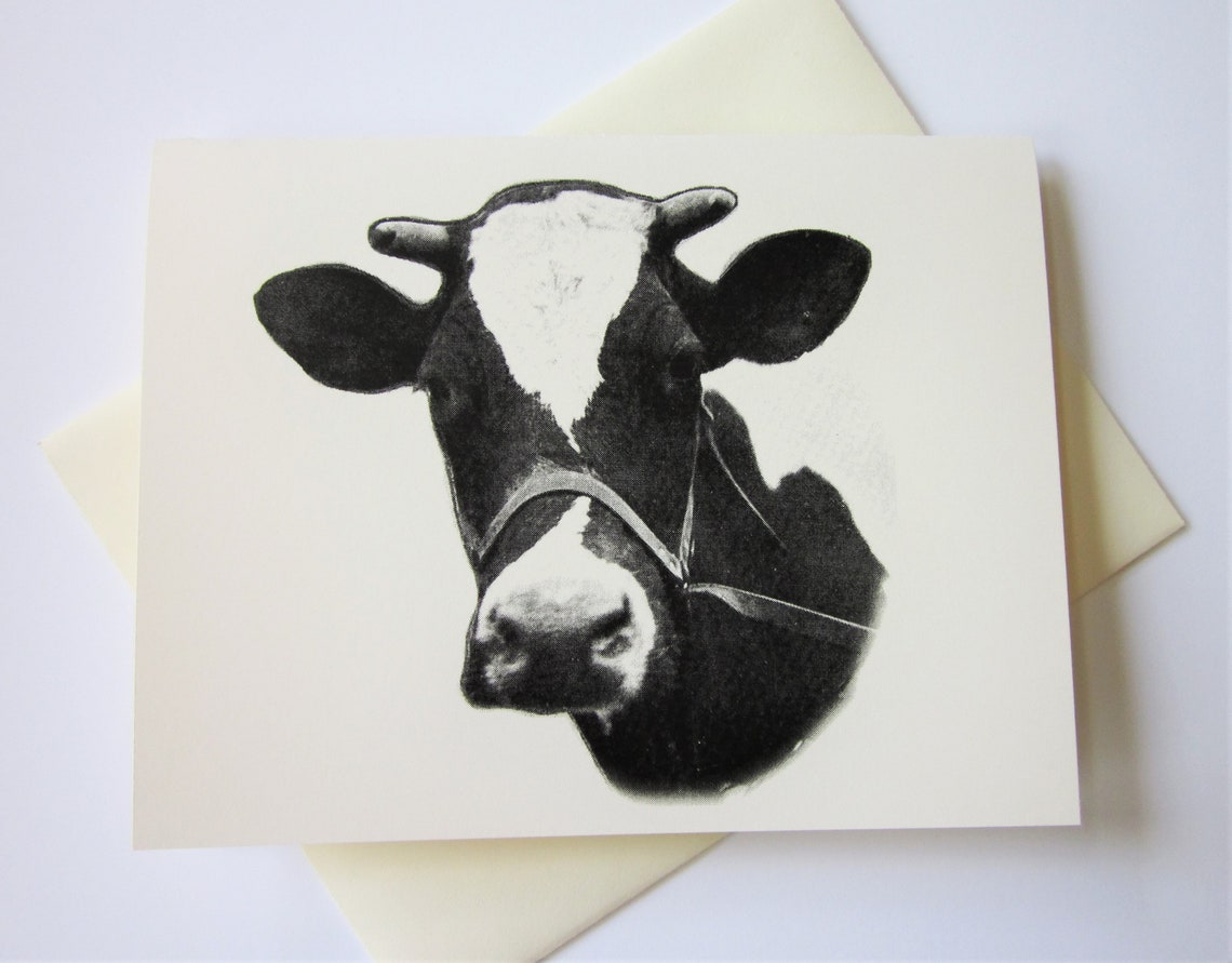 Cow Note Cards Stationery Set of 10 Cards in White or Light - Etsy