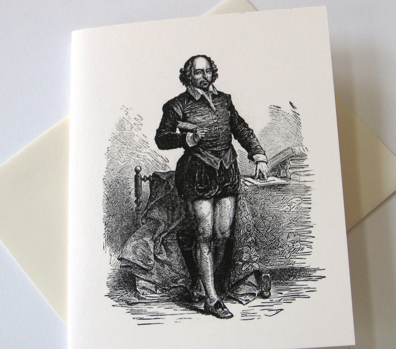 Shakespeare Note Cards Stationery Set of 10 Cards in White or Light Ivory with Matching Envelopes image 3