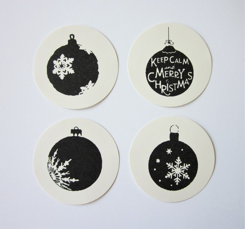 Christmas Ornament Tags Round Paper Gift Tags Set of 10 image 3