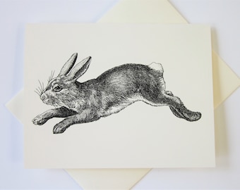 Rabbit Note Cards Papelería Set de 10 cartas en blanco o marfil claro con sobres a juego