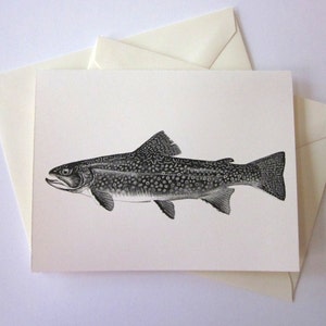 Trout Fish Note Cards Papeterie Ensemble de 10 cartes en ivoire blanc ou léger avec enveloppes assorties