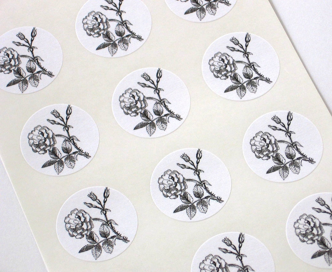 Round Sticker Rose Rose Flower Stickers One Inch Round Seals - Etsy
