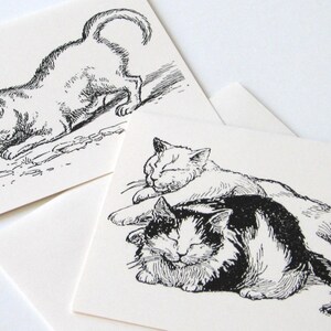 Ensemble de cartes de notes pliées pour chatons et chats de 10 en blanc ou en ivoire avec enveloppes assorties