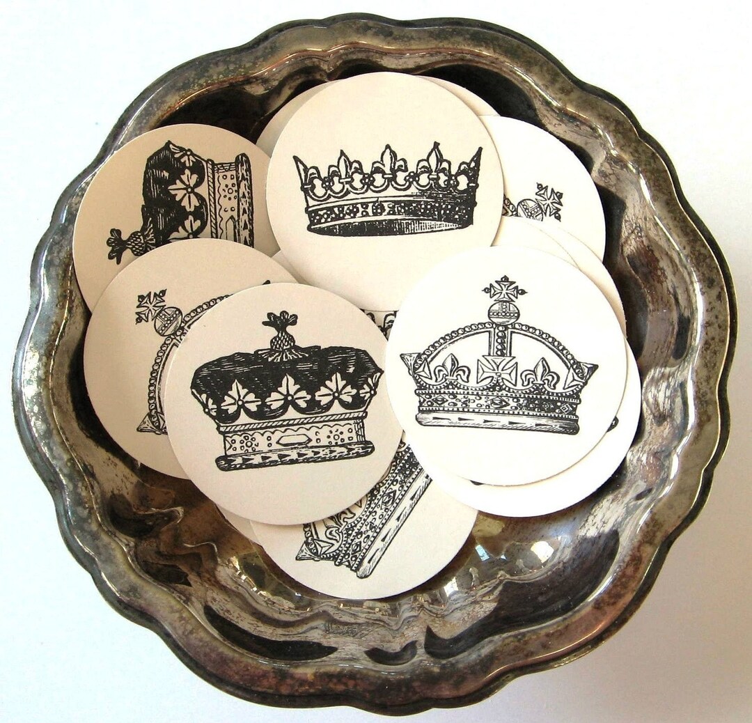 Crown Tags Round Gift Tags Set of 10 Etsy