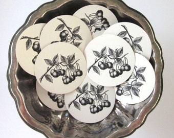 Cherry Cherries Tags Round Paper Gift Tags Set of 10