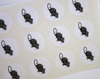 Mouse Rat Stickers One Inch Round Seals