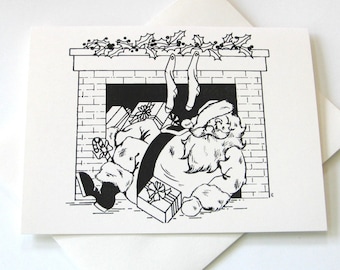 Santa at Chimney Notecards Set of 10 with Matching Envelopes