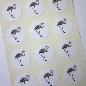 Flamingo Stickers One Inch Round Seals