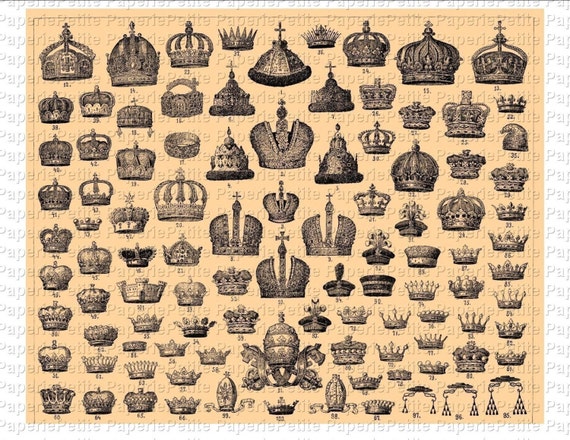 Vintage Crowns Digital Download Collage Sheet A | Etsy