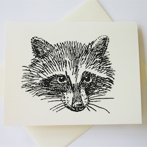 Racoon Note Cards Briefpapier Set van 10 kaarten in wit of licht ivoor met bijpassende enveloppen