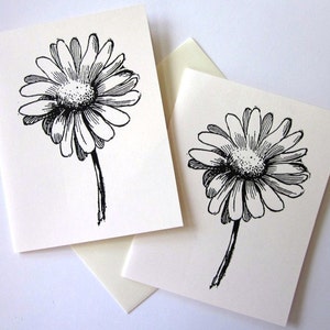 Daisy Flower Note Cards Stationery Ensemble de 10 cartes en ivoire blanc ou léger avec enveloppes assorties
