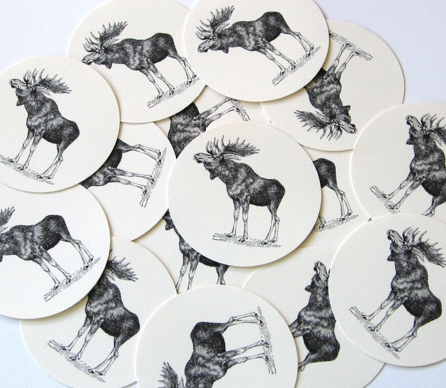 Moose Tags Round Gift Tags Set of 10 Etsy