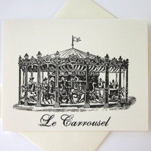 Franse carrousel notitie kaarten briefpapier set van 10 kaarten in wit of licht ivoor met bijpassende enveloppen