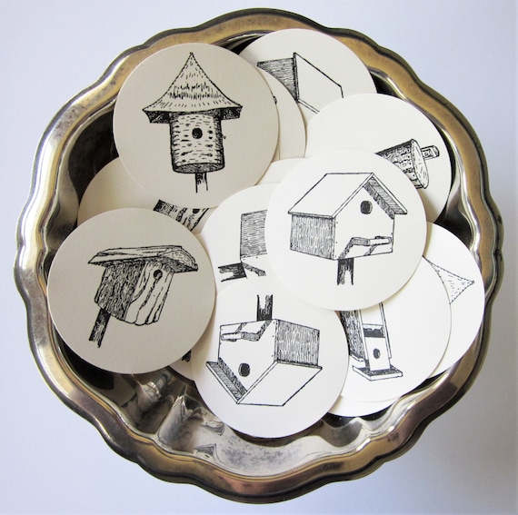 Birdhouse Tags Round Paper Gift Tags Set of 10 Etsy
