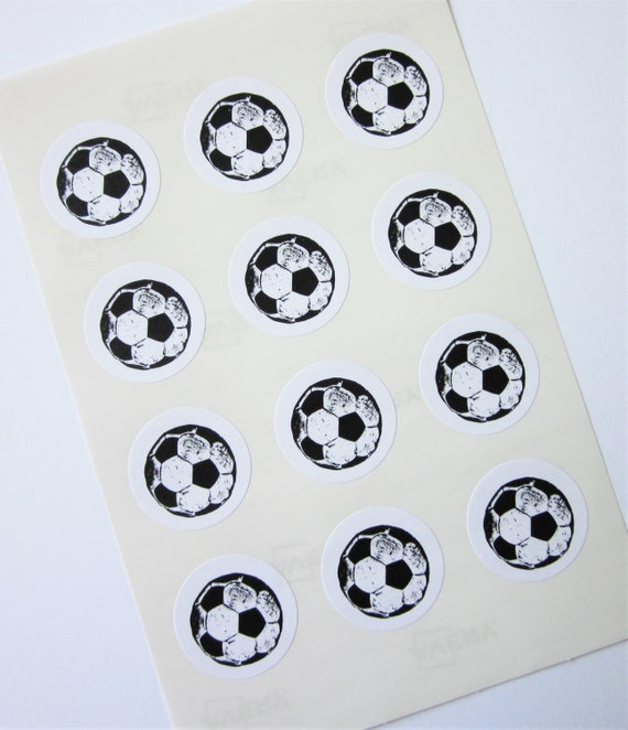 Pegatinas de pelota de fútbol de una pulgada de sellos redondos