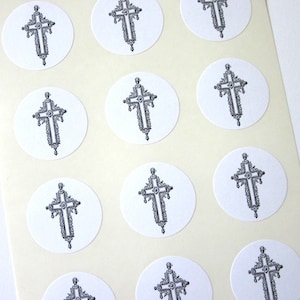 Cross Stickers One Inch Round Seals
