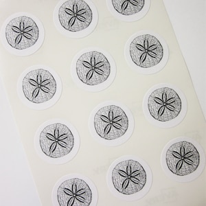 Sand Dollar Stickers One Inch Round Seals