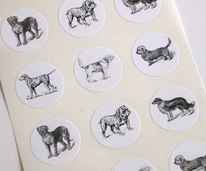 Dog Stickers One Inch Round Seals image 1