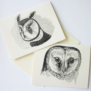 Owl Note Cards Stationery Set of 10 Cards