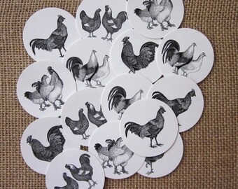 Chicken Tags Round Paper Gift Tags Set of 10