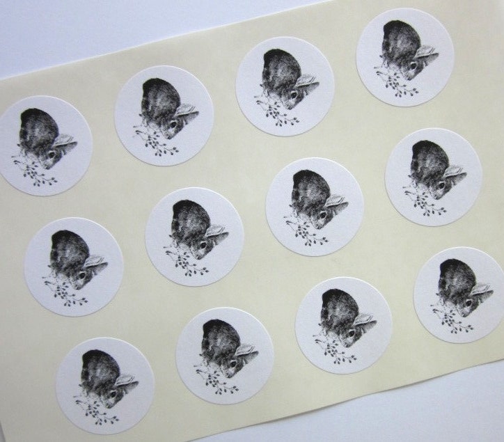 Little Rabbit Bunny Stickers One Inch Round Seals - Etsy