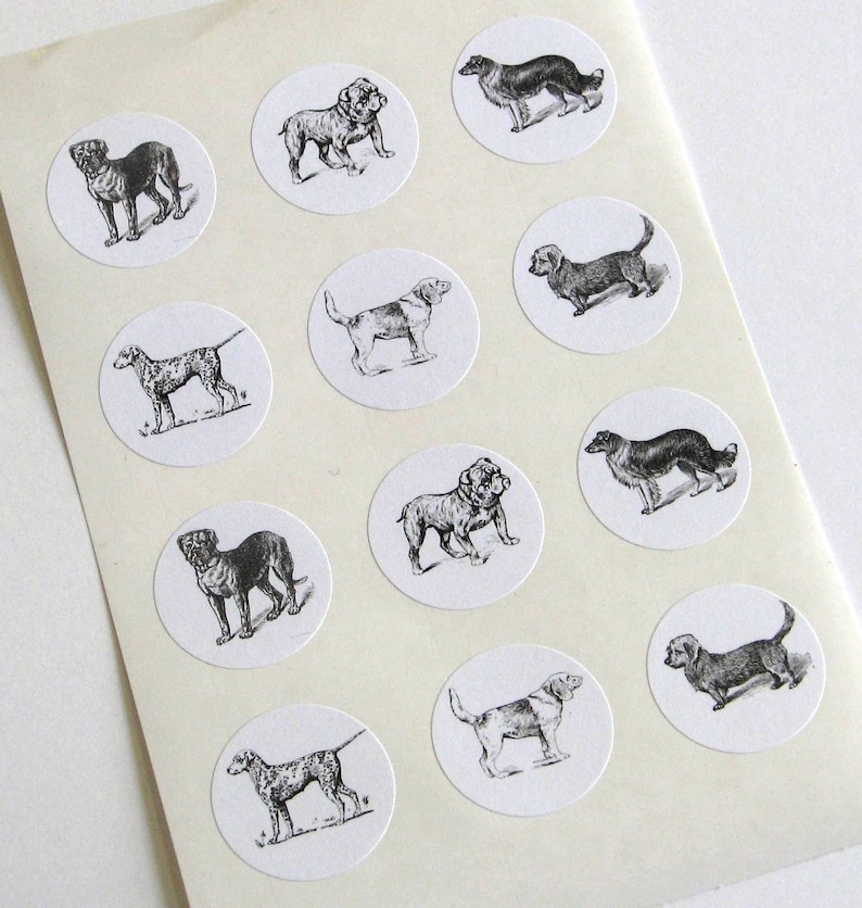 Dog Stickers One Inch Round Seals image 2