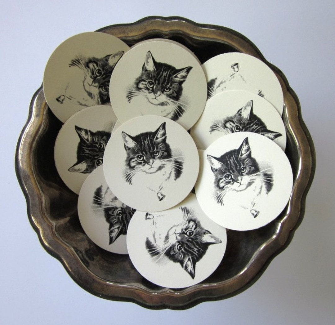 Kitten Cat Tags Round Paper Gift Tags Set of 10 - Etsy
