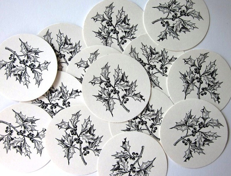 Holly Tags Round Gift Tags Set of 10 image 2