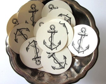 Étiquettes d’ancre et de corde Étiquettes cadeaux en papier rond Ensemble de 10