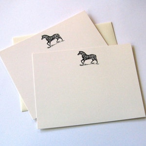 Zebra Note Flats with Matching Envelopes Set of 12 Note Cards