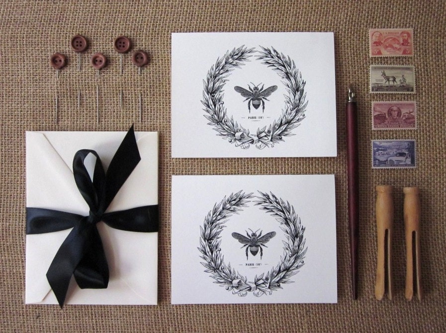 Bee Note Cards Set of 10 With Matching Envelopes - Etsy