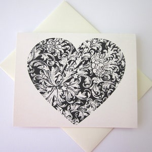Tarjetas heart Papelería Set de 10 Cartas en Blanco o Marfil Claro con Sobres a Juego