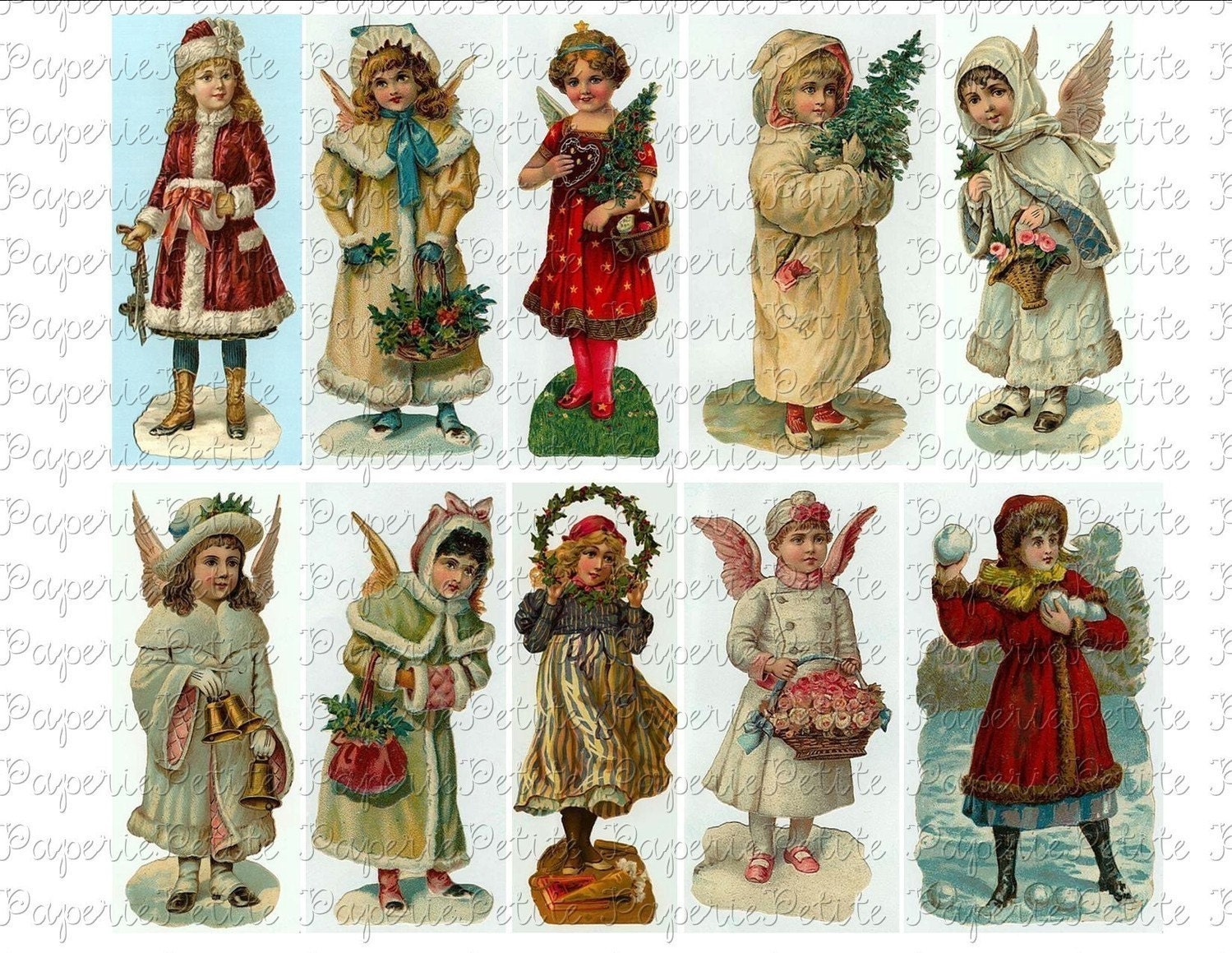 Victorian Christmas Girls Digital Download Collage Sheet | Etsy