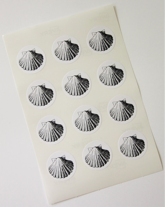 Clam Shell Stickers One Inch Round Seals | Etsy