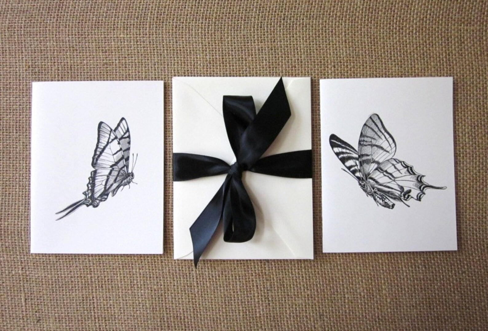Butterfly Note Cards Stationery Set of 10 Cards in White or Light Ivory ...