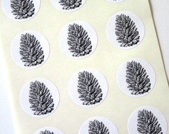Pinecone Stickers One Inch Round Seals Pine Cone