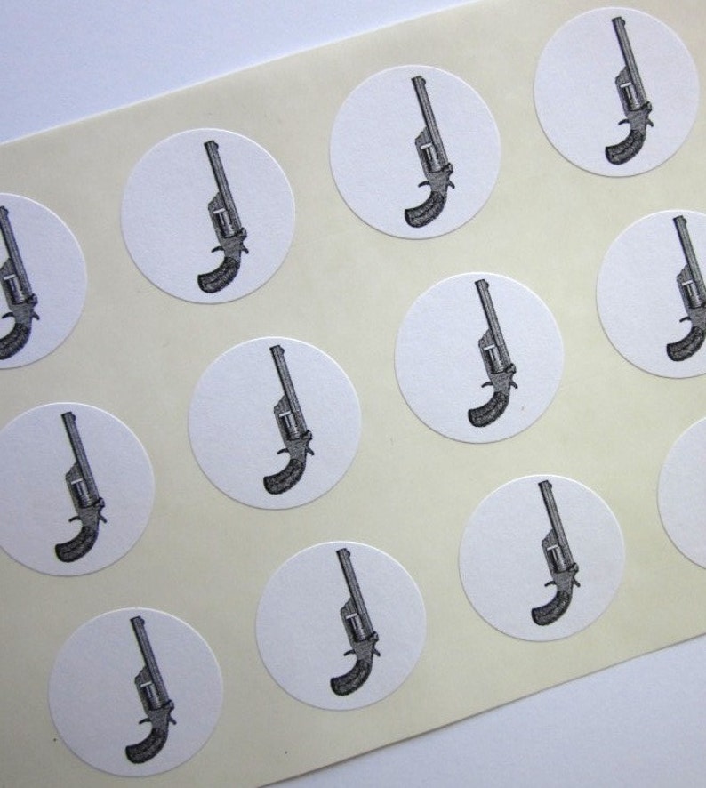 Gun Stickers One Inch Round Seals - Etsy