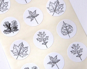 Leaf Stickers - One Inch Round Seals
